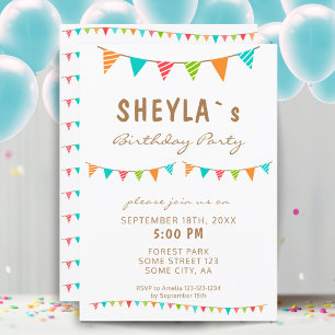 Moderne bunte Jagdfahnen Geburtstagsparty Einladung