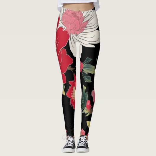 Moderne bunte Kirschblüten Japan Geburtstagsfeier Leggings (Vorderseite)