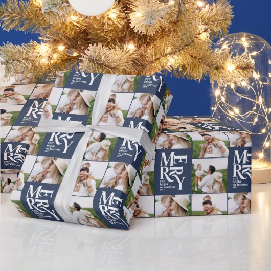 Moderne, bunte marineblaue Typografie mit mehreren Geschenkpapier (Feiertage)