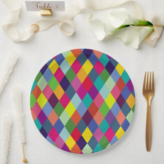 Moderne bunte Muster Mode - Frühlings-Hipster Pappteller (Hochzeit)