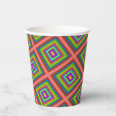 Moderne, bunte quadratische geometrische Muster Gr Pappbecher (Vorderseite)
