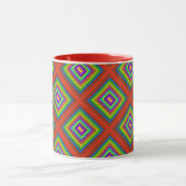 Moderne, bunte quadratische geometrische Muster Gr Tasse (Zentrum)