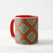 Moderne, bunte quadratische geometrische Muster Gr Tasse (Vorderseite Links)