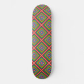 Moderne, bunte quadratische geometrische Muster Skateboard (Vorderseite)