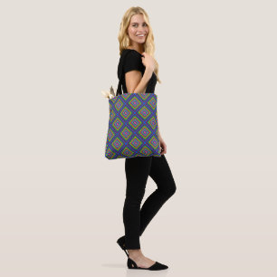 Moderne, bunte quadratische geometrische Muster Tasche