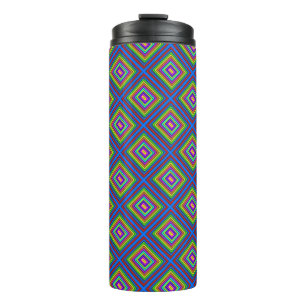 Moderne, bunte quadratische geometrische Muster Thermosbecher