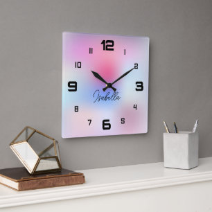 Moderne Bunte  Quadratische Wanduhr