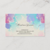 Moderne bunte rosa blaue Aquarell-Visitenkarte Visitenkarte (Rückseite)