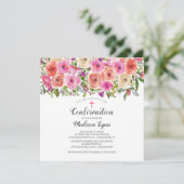 Moderne bunte rosa Blumenbestätigung Einladung (Stehend Vorderseite)