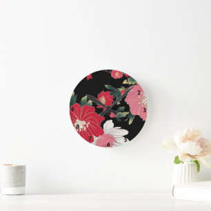 Moderne bunte Sakura-Blüten Japan Geburtstagsfeier Runde Wanduhr