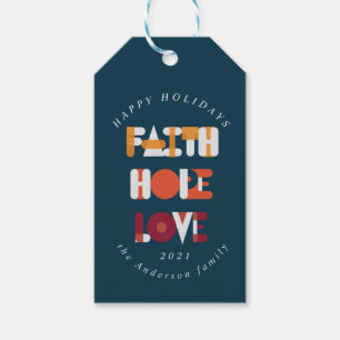 moderne bunte Skripte glückliche Feiertage Monogr Geschenkanhänger