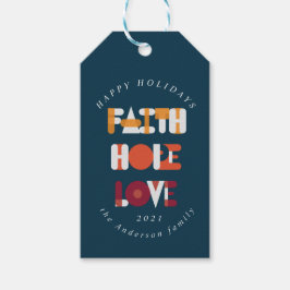 moderne bunte Skripte glückliche Feiertage Monogra Geschenkanhänger