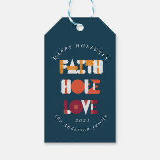 moderne bunte Skripte glückliche Feiertage Monogra Geschenkanhänger