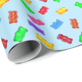 Moderne, bunte Süßbären auf blau Geschenkpapier (Rolleneckpunkt)