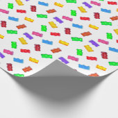 Moderne, bunte Süßbären auf Weiß Geschenkpapier (Ecke)