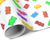 Moderne, bunte Süßbären auf Weiß Geschenkpapier (Rolleneckpunkt)