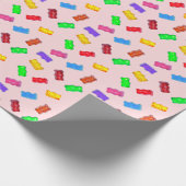 Moderne, bunte, süße Bären auf rosa Geschenkpapier (Ecke)