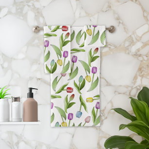 Moderne bunte Tulpe Badhandtuch Set
