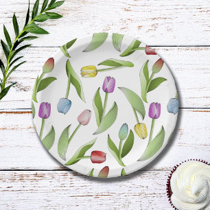 Moderne bunte Tulpe Pappteller