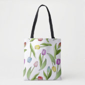 Moderne bunte Tulpen-Blumenmuster Tasche (Vorderseite)