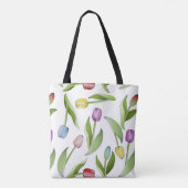 Moderne bunte Tulpen-Blumenmuster Tasche (Rückseite)