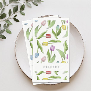 Moderne Bunte Tulpen Muster Begrüßung Serviette