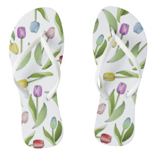 Moderne bunte Tulpenblumenmuster Badesandalen