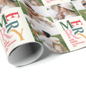 Moderne, bunte Typografie mit mehreren Fotos Geschenkpapier (Rolleneckpunkt)