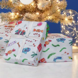 Moderne bunte Weihnachten für Kinder Geschenkpapier