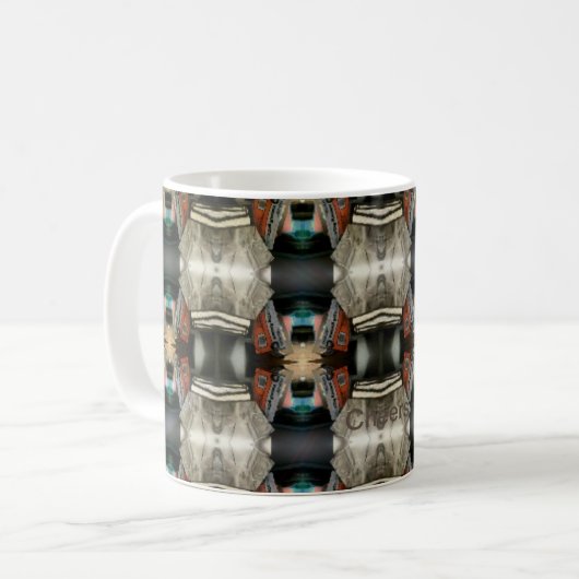 Moderne Burg Braun/Grau Muster Kaffeetasse (Vorderseite Links)