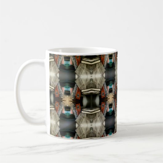 Moderne Burg Braun/Grau Muster Kaffeetasse (Links)