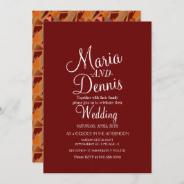 Moderne Burgandy Geometrie farbige Hochzeit Einladung