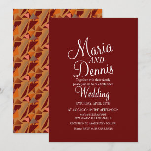 Moderne Burgandy Geometrie farbige Hochzeit Einladung