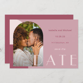 Moderne Burgund Arch Foto Hochzeit Save The Date