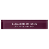 Moderne Burgund Berufliche Führungskraft Namensplakette (Vorderseite)