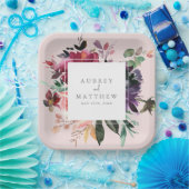 Moderne Burgund Blues Blush Pink Wedding Pappteller (Party)