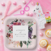 Moderne Burgund Blues Blush Pink Wedding Pappteller (Party)