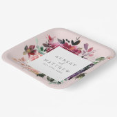 Moderne Burgund Blues Blush Pink Wedding Pappteller (Gewinkelt)