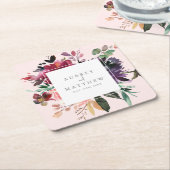 Moderne Burgund Blues Blush Pink Wedding Rechteckiger Pappuntersetzer (angewinkelt)