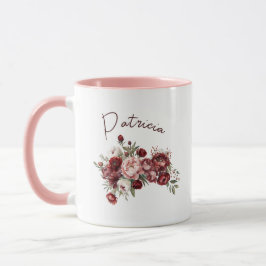 Moderne Burgund-Blush-Blume Tasse