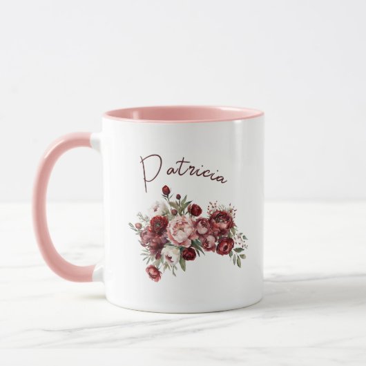 Moderne Burgund-Blush-Blume Tasse (Links)