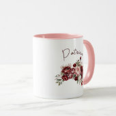 Moderne Burgund-Blush-Blume Tasse (VorderseiteRechts)