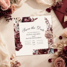Moderne Burgund & Dusty Rose Save the Date floral
