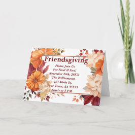 Moderne Burgund Floral Friendsgiving Einladung