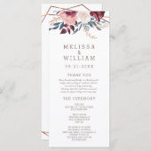Moderne Burgund-Floral Ivory Geometric Wedding Programm (Vorne/Hinten)