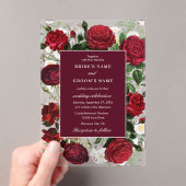 Moderne Burgund Floral Wasserfarbe Elegante Hochze Acryleinladungen (Insitu (Handheld))