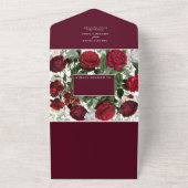 Moderne Burgund Floral Wasserfarbe Elegante Hochze All In One Einladung (Außenbereich)