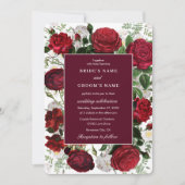 Moderne Burgund Floral Wasserfarbe Elegante Hochze Einladung (Vorderseite)