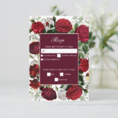 Moderne Burgund Floral Wasserfarbe Elegante Hochze RSVP Karte (Stehend Vorderseite)