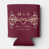 Moderne Burgund-Gastgeschenk Hochzeit Dosenkühler (Rückseite)